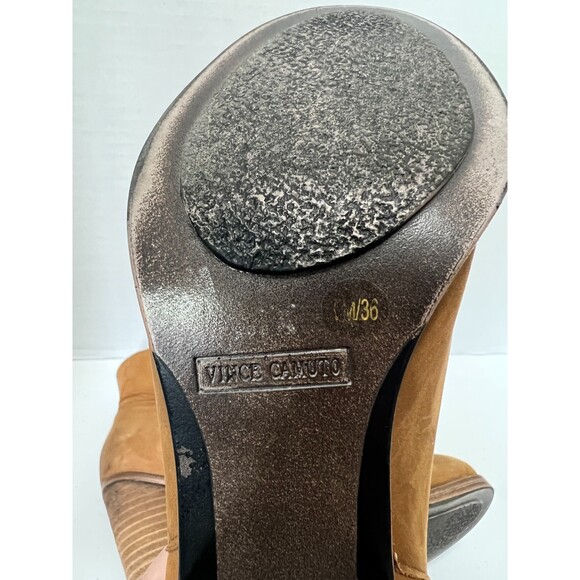 Vince Camuto Helyn Bootie Ankle Boots Tan Brown Leather Stacked Heel Women's 6 M - Picture 11 of 12